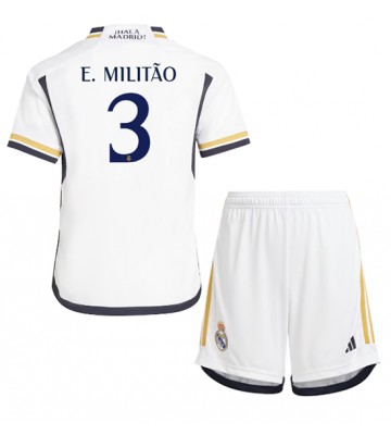 Real Madrid Eder Militao #3 Hjemmebanesæt Børn 2023-24 Kort ærmer (+ korte bukser)